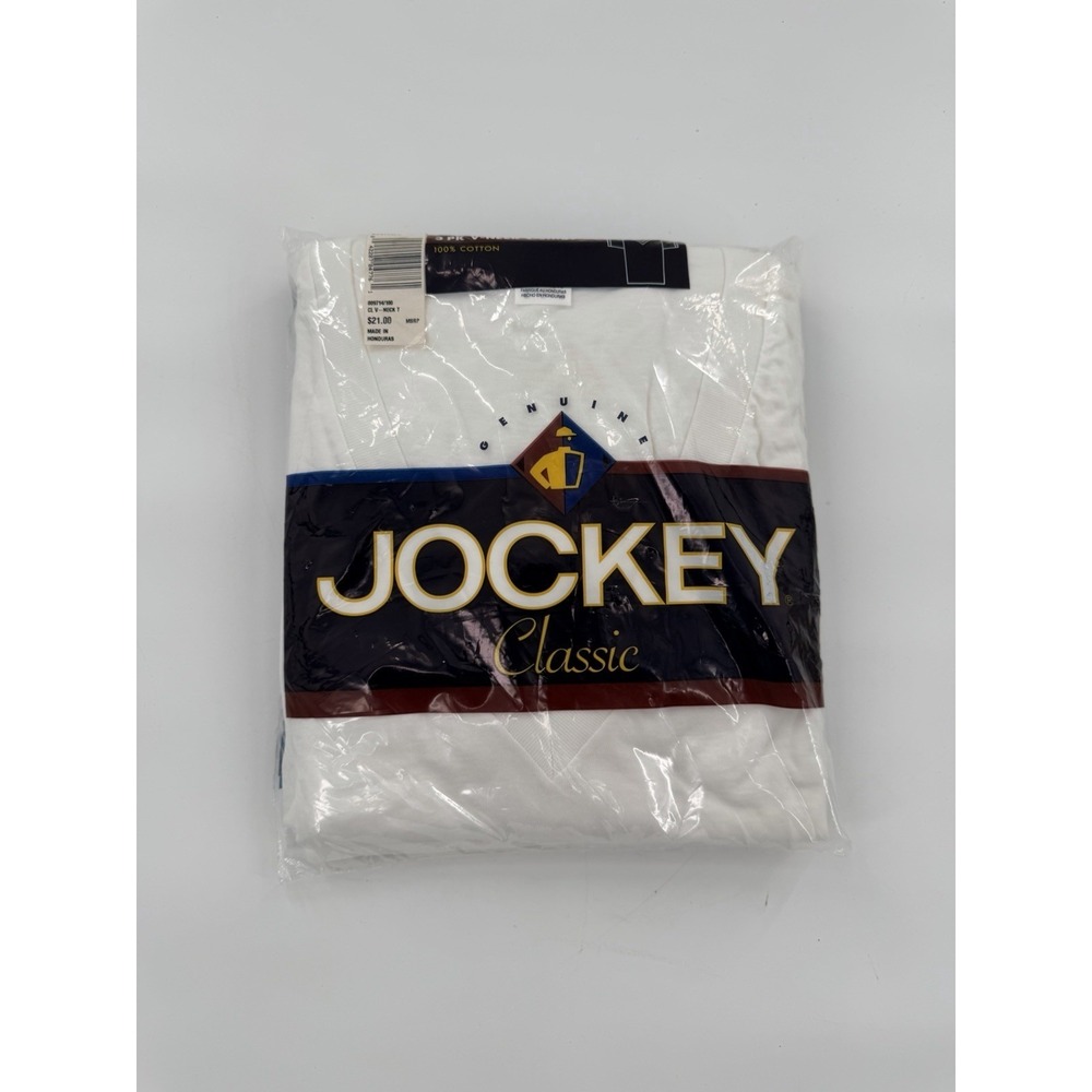 Vintage 1998 Jockey Classic V-Neck T-Shirts 3 Pack Large 42-44 White NOS Sealed
